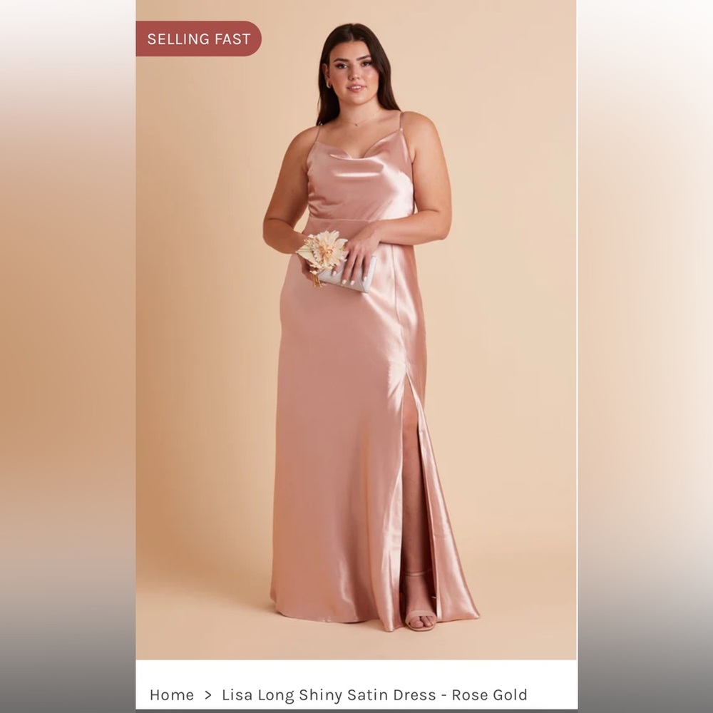 Lisa Long Dress Shiny Satin Rose Gold (Birdy Grey)
